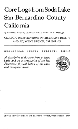 Core Logs from Soda Lake San Bernardino County California