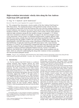 High-Resolution Interseismic Velocity Data Along the San Andreas Fault from GPS and Insar X