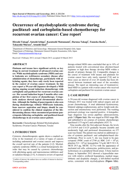 And Carboplatin-Based Chemotherapy for Recurrent Ovarian Cancer: Case Report*