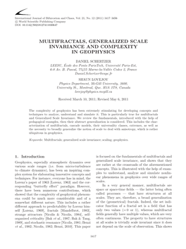 Multifractals, Generalized Scale Invariance and Complexity in Geophysics