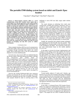 The Portable P300 Dialing System Based on Tablet and Emotiv Epoc Headset