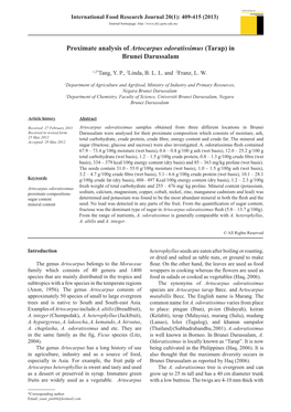 Proximate Analysis of Artocarpus Odoratissimus (Tarap) in Brunei Darussalam