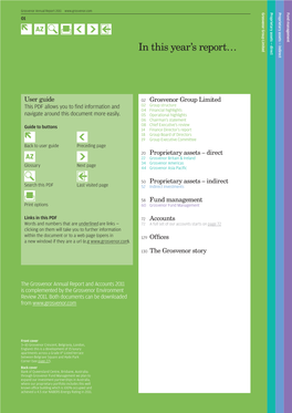 Grosvenor Annual Report and Accounts 2011 Is Complemented by the Grosvenor Environment Be Downloaded Can Documents Both 2011