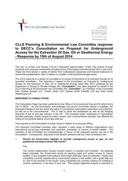 CLLS Planning & Environmental Law Committee Response to DECC's