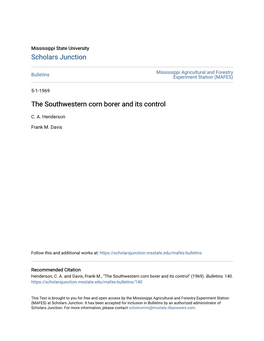The Southwestern Corn Borer and Its Control