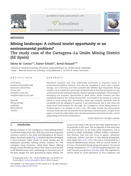 The Study Case of the Cartagena–La Unión Mining District (SE Spain) Héctor M