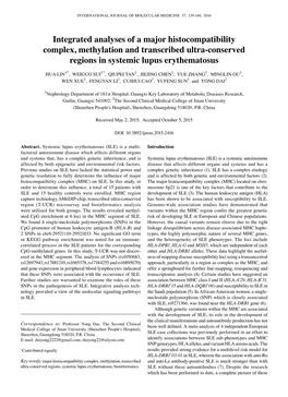 Integrated Analyses of a Major Histocompatibility Complex, Methylation and Transcribed Ultra-Conserved Regions in Systemic Lupus Erythematosus