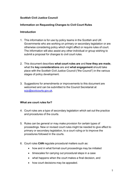 Scottish Civil Justice Council Information on Requesting