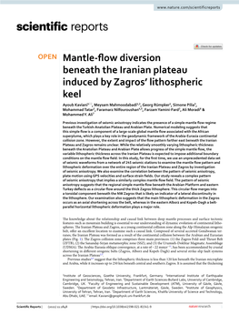 Mantle-Flow Diversion Beneath the Iranian Plateau Induced by Zagros