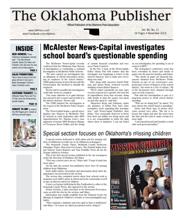 The Oklahoma Publisher Official Publication of the Oklahoma Press Association