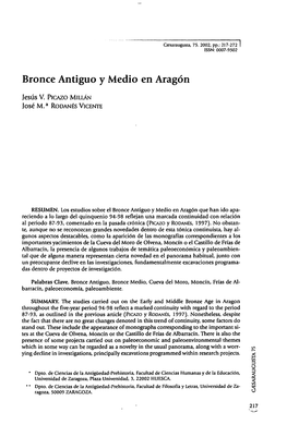Bronce Antiguo Y Medio En Aragón