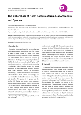 The Collembola of North Forests of Iran, List of Genera and Species