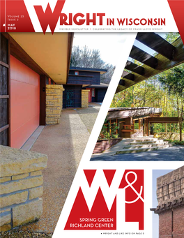 2018 Member Newsletter Celebrating the Legacy of Frank Lloyd Wright