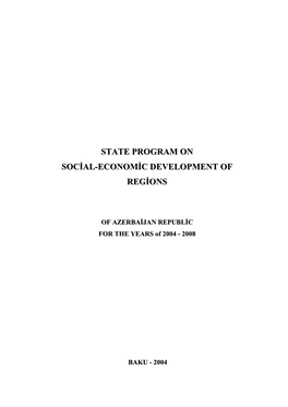 State Program on Social-Economic Development of Regions Of