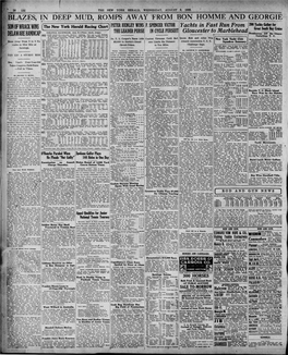 BLAZES, in DEEP MUD, ROMPS AWAY from BON HOMME and GEORGIE I the New York Herald Racing Chart ;F