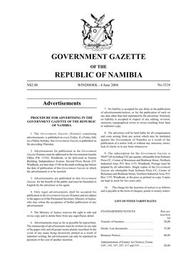 Government Gazette Republic of Namibia