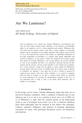 Are We Luminous?