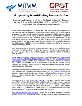 Supporting Israel-Turkey Reconciliation
