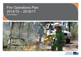 Fire Operations Plan 2014/15 – 2016/17 Hume Region