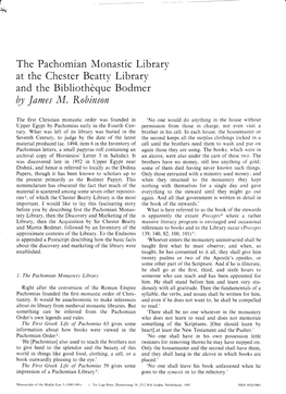 James M. Robinson, the Pachomian Monastic