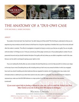 THE ANATOMY of a *DUI-OWI CASE © by Michael J