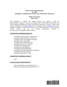 Assembly Committee on Health and Human Services-5/3/2021