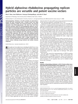 Hybrid Alphavirus–Rhabdovirus Propagating Replicon Particles Are Versatile and Potent Vaccine Vectors