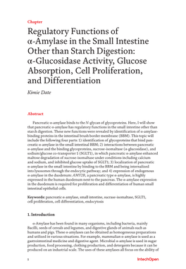 Regulatory Functions of Α-Amylase in the Small Intestine Other Than