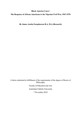 The Response of African Americans to the Nigerian Civil War, 1967-1970