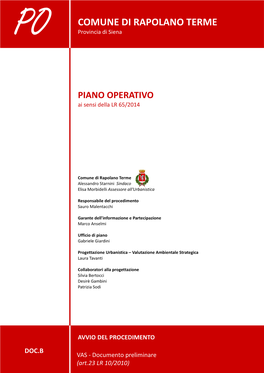 PIANO OPERATIVO Ai Sensi Della LR 65/2014