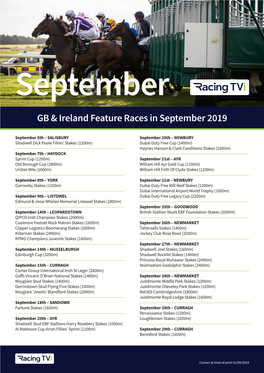 GB & Ireland Feature Races in September 2019