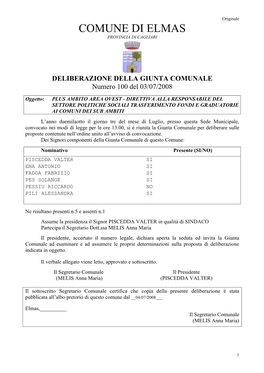 Ambito Area Ovest - Direttiva Alla Responsabile Del Settore Politiche Sociali Trasferimento Fondi E Graduatorie Ai Comuni Dei Sub Ambiti