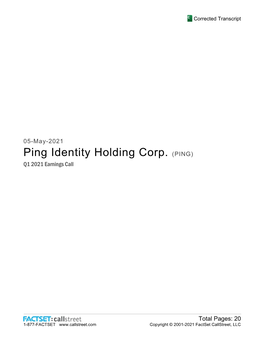 Ping Identity Holding Corp. (PING) Q1 2021 Earnings Call