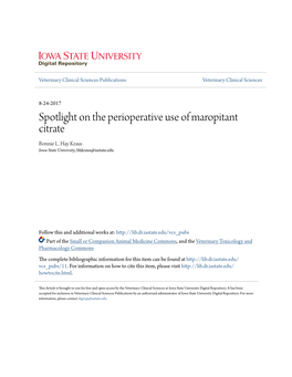 Spotlight on the Perioperative Use of Maropitant Citrate Bonnie L