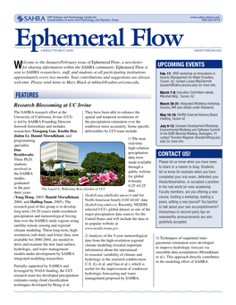 Ephemeral Flow, a Newsletter UPCOMING EVENTS W for Sharing Information Within the SAHRA Community