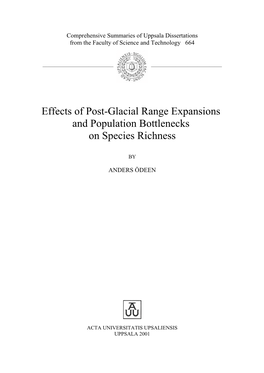 Effects of Post-Glacial Range Expansions and Population Bottlenecks on Species Richness