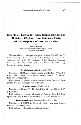 Records of Tachinidae (Incl