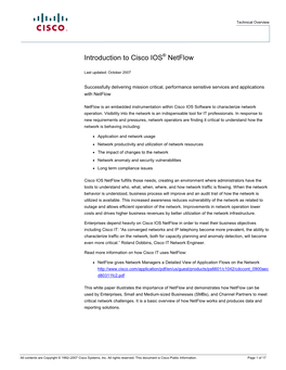 Introduction to Cisco IOS Netflow