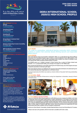 Deira International School 2020/21 High School Profile