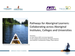Collaborating Across Aboriginal Institutes, Colleges and Universities