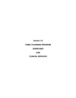 Section 1.0 FAMILY PLANNING PROGRAM GUIDELINES FOR