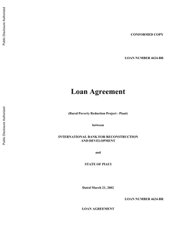 Loan Agreement Public Disclosure Authorized