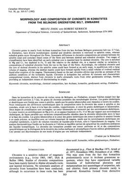 Morphology and Composition of Chromite in Komatiites