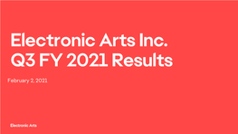 Electronic Arts Inc. Q3 FY 2021 Results