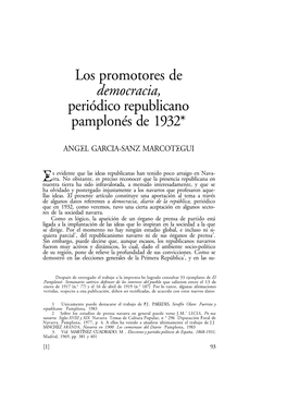 Los Promotores De Democracia, Periódico Republicano Pamplonés De 1932*