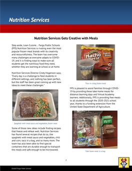 Nutrition Services Get Creative with Meals