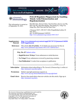 PALLD Regulates Phagocytosis by Enabling Timely Actin Polymerization and Depolymerization