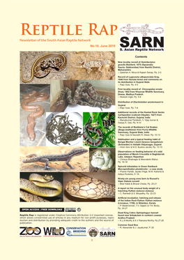 Reptile Rap Newsletter of the South Asian Reptile Network No.10, June 2010
