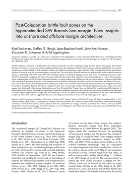 Post-Caledonian Brittle Fault Zones on the Hyperextended SW Barents Sea Margin: New Insights Into Onshore and Offshore Margin Architecture