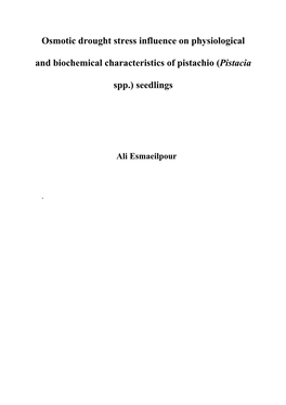 Osmotic Drought Stress Influence on Physiological and Biochemical Characteristics of Pistachio (Pistacia